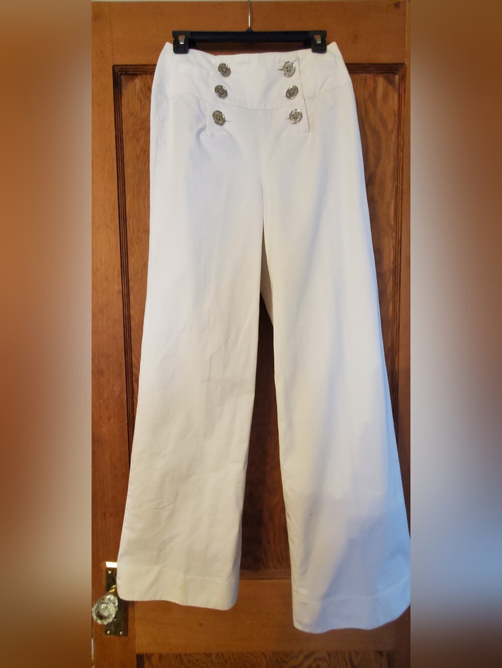 Ralph Lauren White Sailor Pants with Silver Buttons